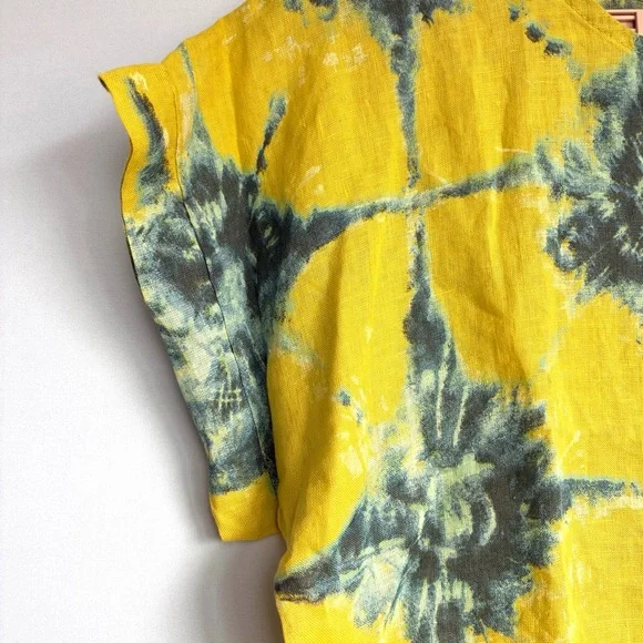 Bellambia Italy 100% Linen Lagenlook Shirt Sz L Star Tie Dye Abstract Artsy NWT - Picture 11 of 14
